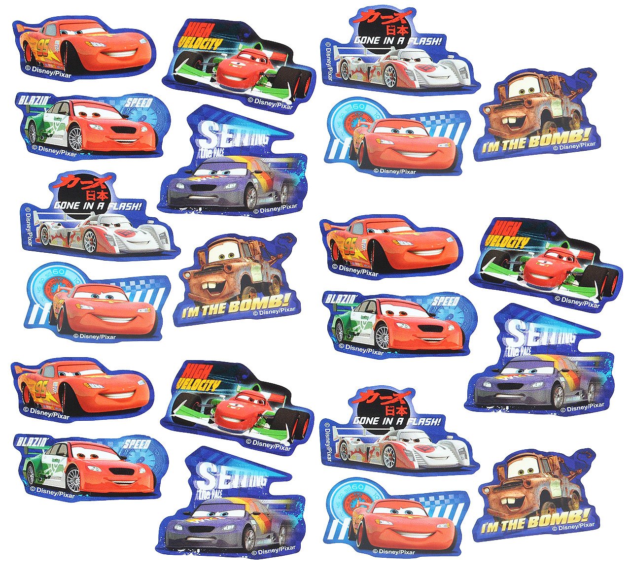 3D Pop-Up Sticker Set Cars Lightning McQueen – 7 Stück, Wasserfest, Aus Kunststoff, Für Kinder