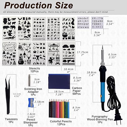 Miniatura 2 de Kit de quema de madera de 172 piezas, pirografía de temperatura ajustable profesional con puntas de soldador, accesorios de herramienta para quemar
