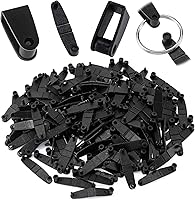 Vista 8 de OIIKI 100 clips de plástico para llavero, conector acrílico transparente, pestañas a presión, tarjetero para llaves, anillos, oficina, tarjetas