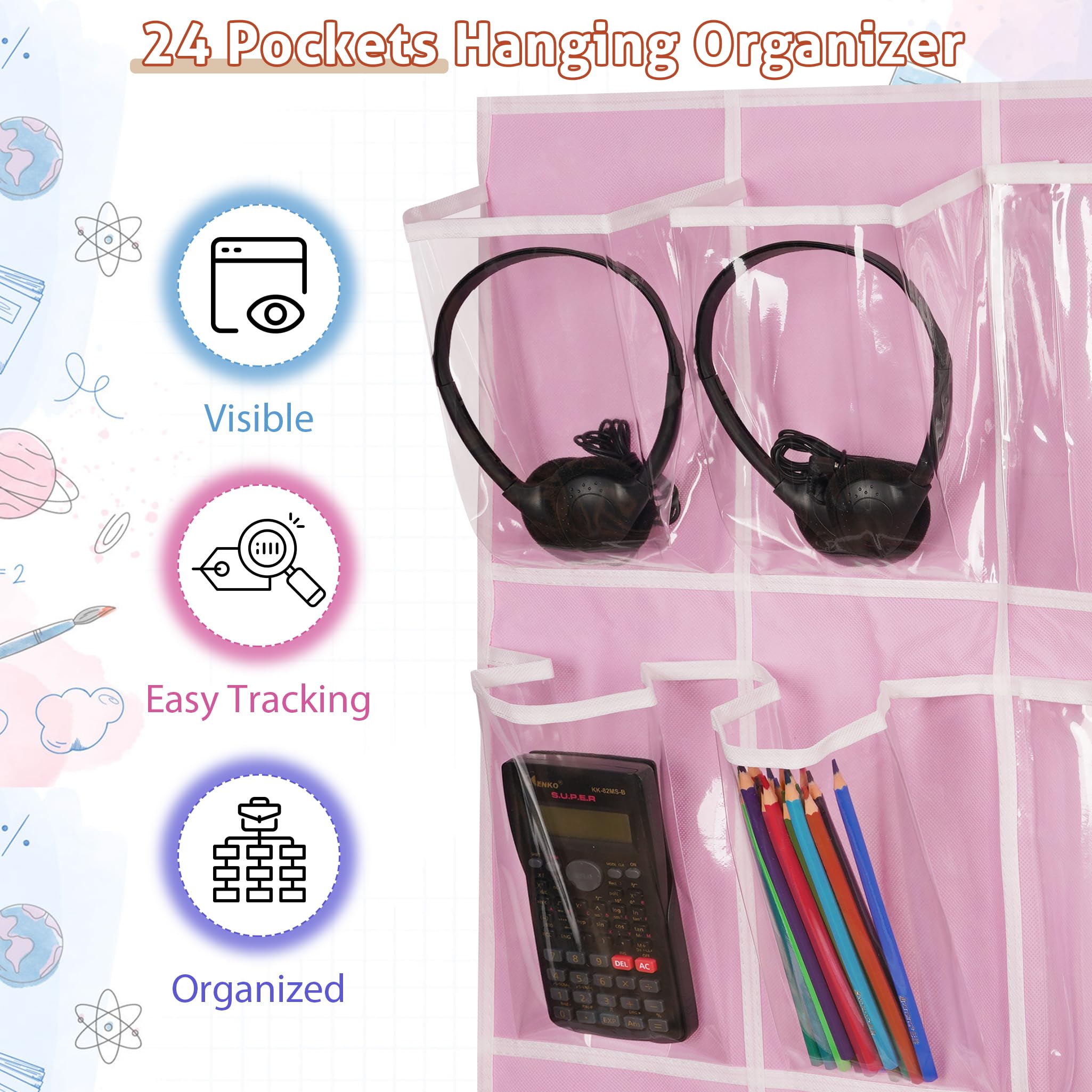 Loghot Organizer per cuffie con 24 tasche, organizer per cuffie da