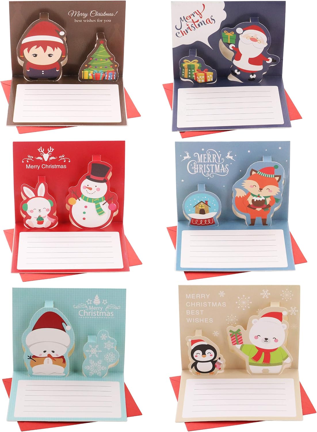 12 Pack Small Size Merry Christmas Greeting Cards