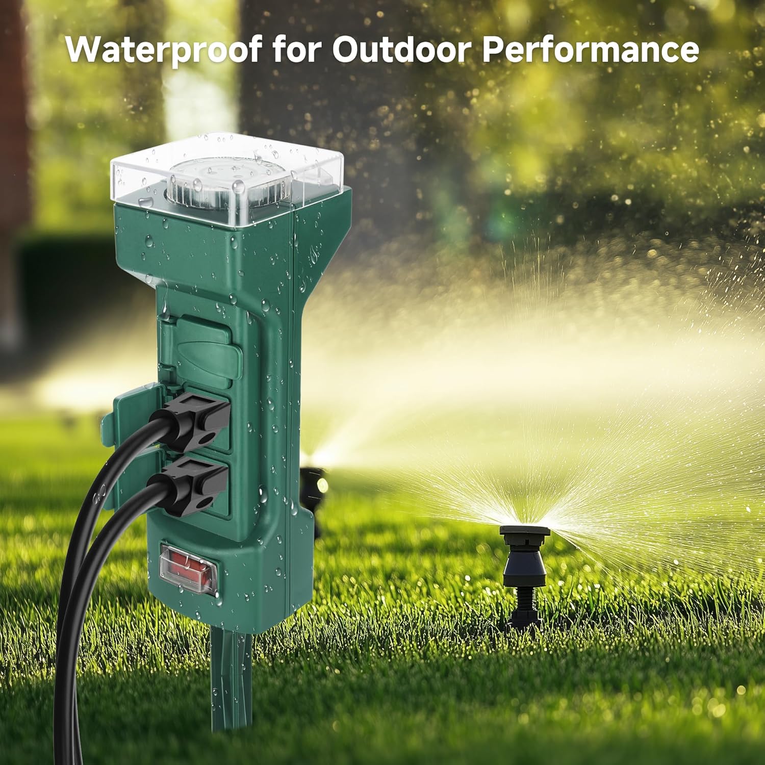 Cable Matters [ETL Listed] 6-Outlet Outdoor Power Stake Timer with 9ft Cord, Weatherproof Outdoor Power Strip with Timer