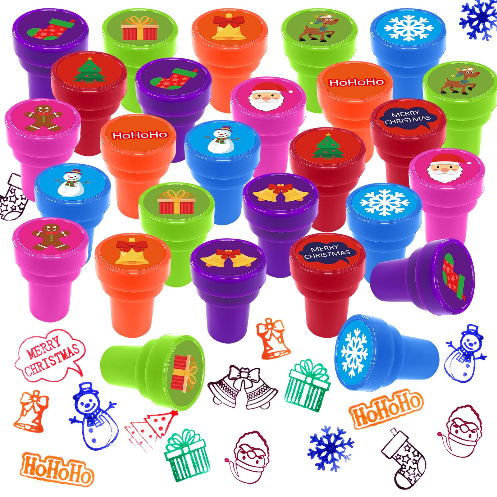 Sellos de Navidad con 12 diseños de dibujos animados y sistema limpio de entintado automático