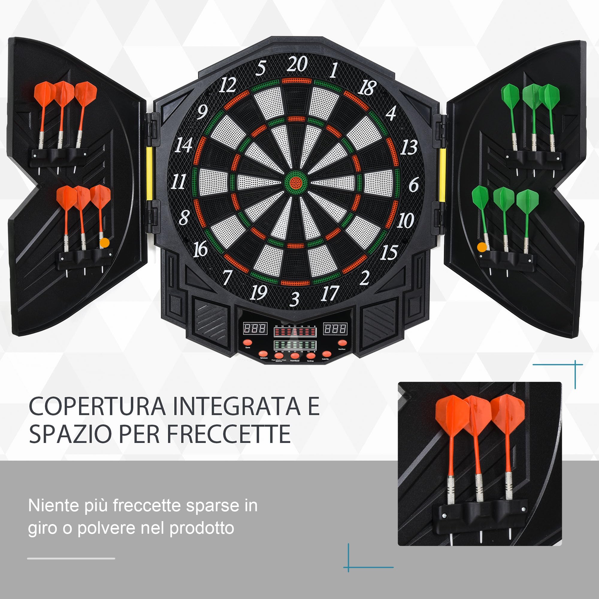 Homcom Bersaglio Elettronico Digitale 12 Freccette 8 Giocatori 27 Giochi 216 Varianti