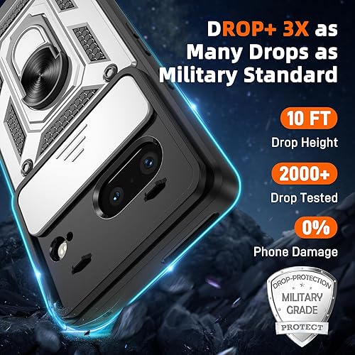 Miniatura 3 de ATUMP Funda para Google Pixel 6 con protector de pantalla HD, resistente a los golpes con rotación de 360 de metal de grado militar, funda