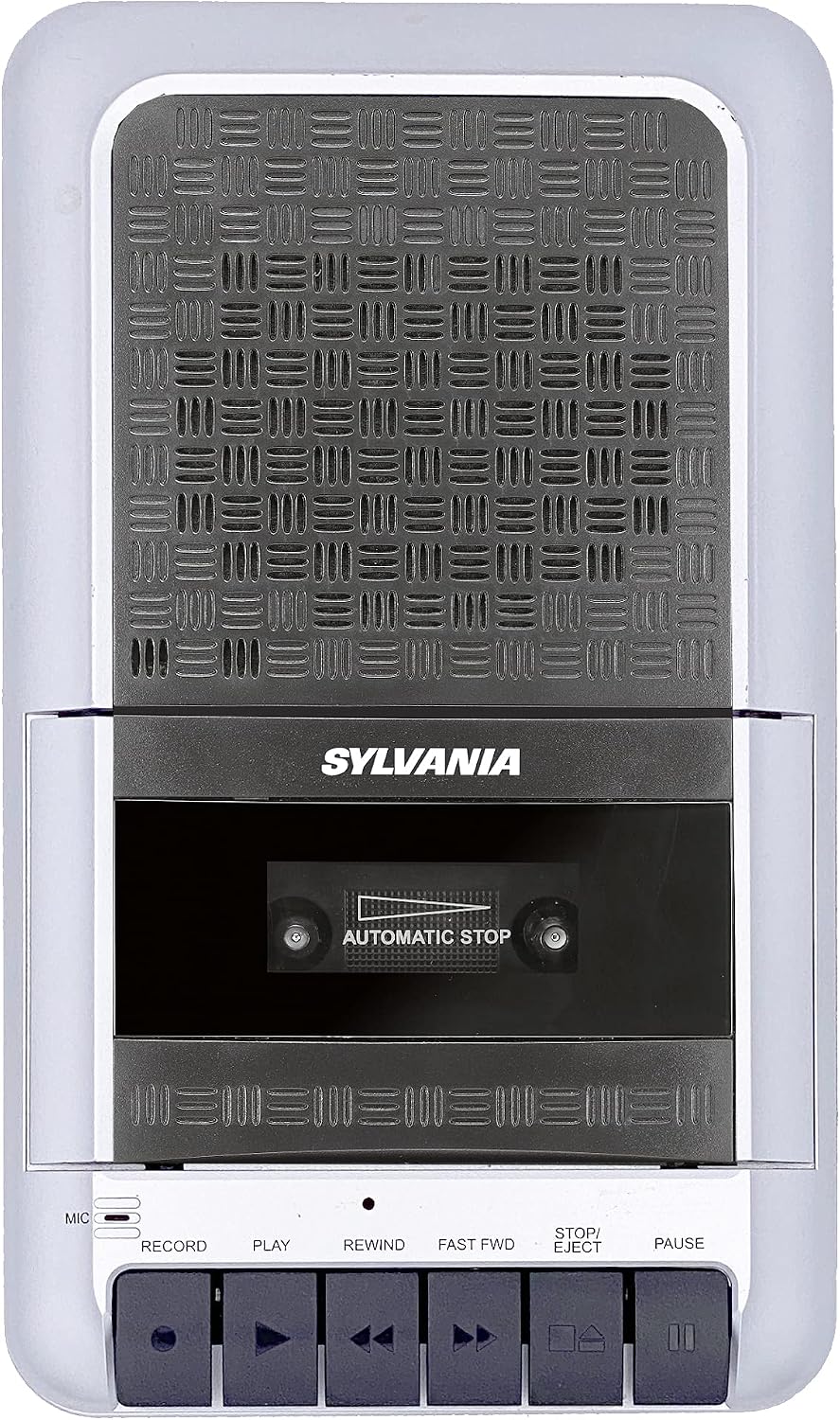 Sylvania SRC124 Cassette Player & Recorder with Microphone, Headphone Jack, Aux in, Black