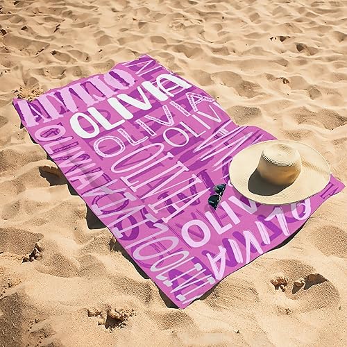 Miniatura 4 de Puercha Toallas de playa personalizadas con nombre para niños y adultos, toallas de viaje personalizadas de microfibra para baño y piscina