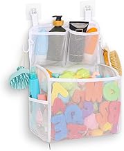 Goowin Bath Toy Storage Holder, Large Openings Bath Toy Organizer, Large Capacity Mesh Bathtub Toy Storage, Multi Use Bath Tub Toy Holder For Bathroom (White)