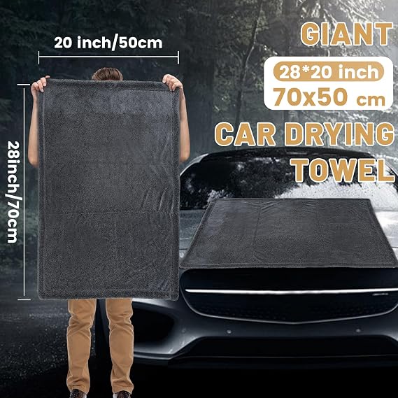 Car Drying Towel Extra Large,1800GSM Drying Towel Car Detailing,Double-Sided Thickened Microfibre Towels,Super Absorbent Lint-Free Cars Cleaning Cloths for Fast Drying,Washing (50 * 70)