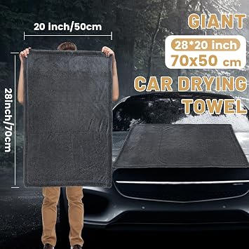 Car Drying Towel Extra Large,1800GSM Drying Towel Car Detailing,Double-Sided Thickened Microfibre Towels,Super Absorbent Lint-Free Cars Cleaning Cloths for Fast Drying,Washing (50 * 70)