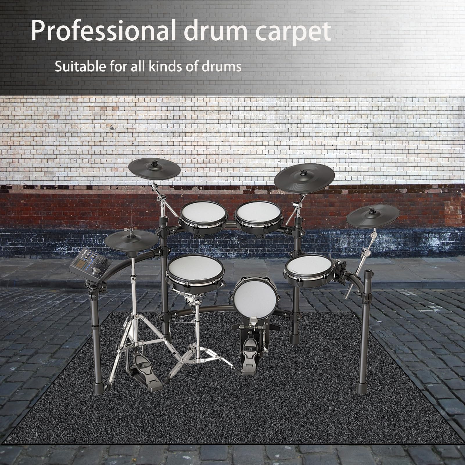 120 x 70 cm Alfombra para Bateria Acustica, Alfombra Profesional de Jazz Acusticas Electronica para Kits de Batería Electrónica Bombo Caja Antideslizantes