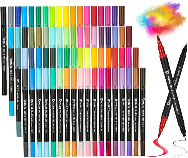 IMURZ 72 Dual Tip Colouring Pens Brush Pens,Felt Tip Pens for Kids Adults Colouring Books Drawing Painting Journaling,Coloured Pens Pretty for Beginners