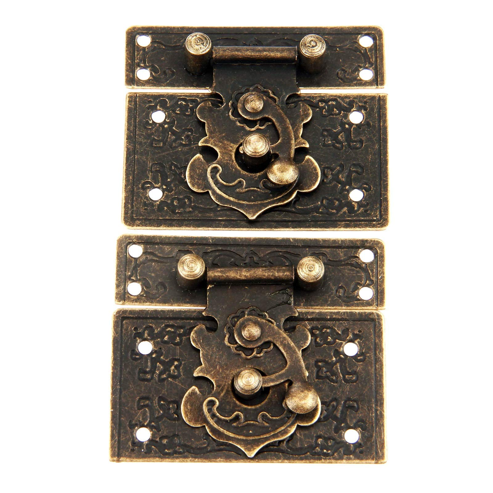 SHALLEZSOU Key Hasp Lock 2Pcs Antique Bronze Latch Hasps Drawer Latches For Furniture Jewelry Wooden Box With Screws 55 * 47mm