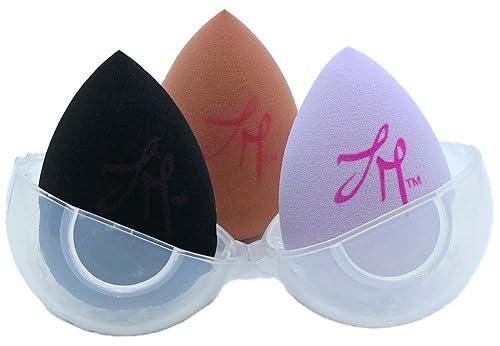 Esponja de belleza juego de 3 licuadoras cosméticas con un estuche de viaje de esponja. Esponjas de maquillaje ultra suaves, sin crueldad animal y