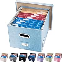 Vista 60 de PRANDOM Caja organizadora de archivos, juego de 1 carpeta plegable decorativa de lino para almacenamiento de archivos colgantes con tapas, gabinete