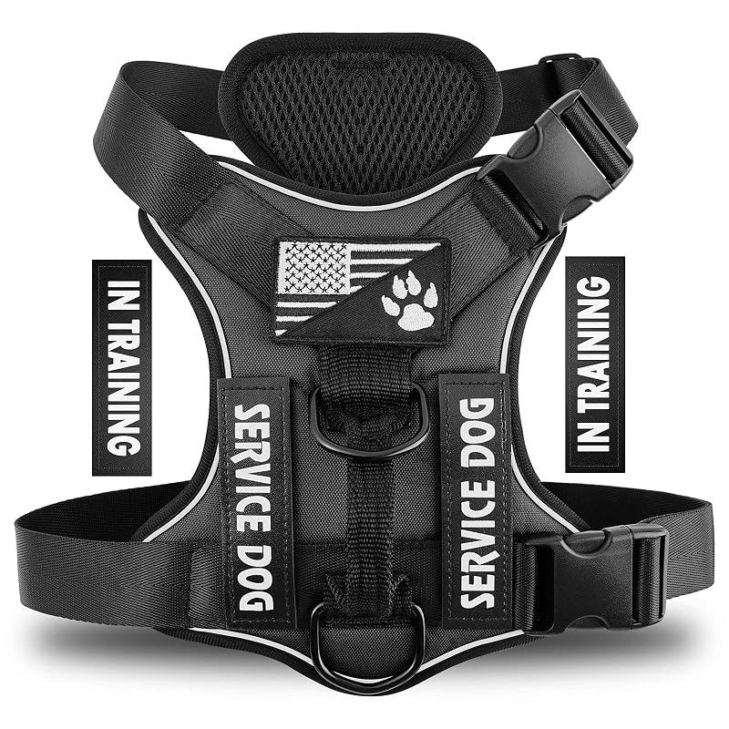 Peitoral vest refletivo para cães em tecido Oxford Demigreat DG005-Black-S, tamanho Pequeno, Pacote com 1