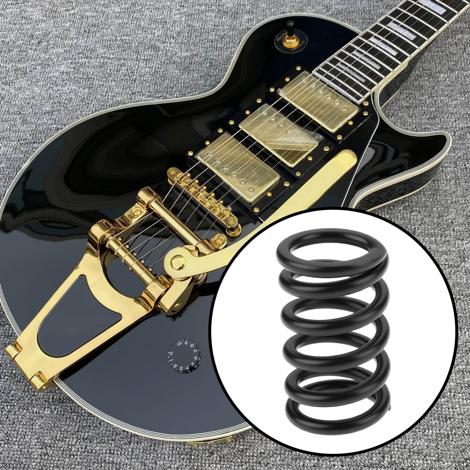 VGOL 2Pcs Stainless Steel Tremolo Arm Tension Springs 18.5x28.5x13.3mm Compatible with Bigsby Electric Guitar Bass, Black - Image 2