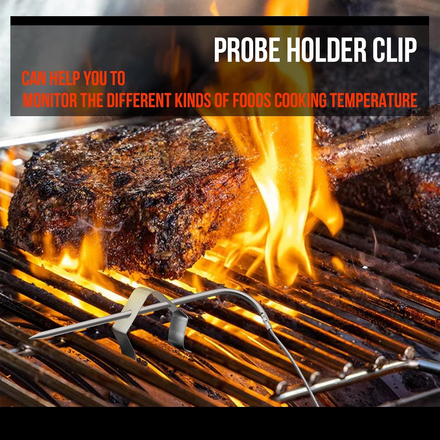 4 Pack Meat Temperature Probe Replacement for Pit Boss Traeger Louisiana Pellet Grill Smokers, 3.5 mm Plug Meat Thermometer Probes with 4 PCS Magnetic Meat Thermometer Probe Spool Wrap