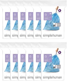 Code K Custom Fit Recycling Liners Tall Kitchen Drawstring Trash Bags 35-45 Liter / 9-12 Gallon 12 Refill Packs (240 Count) Blue