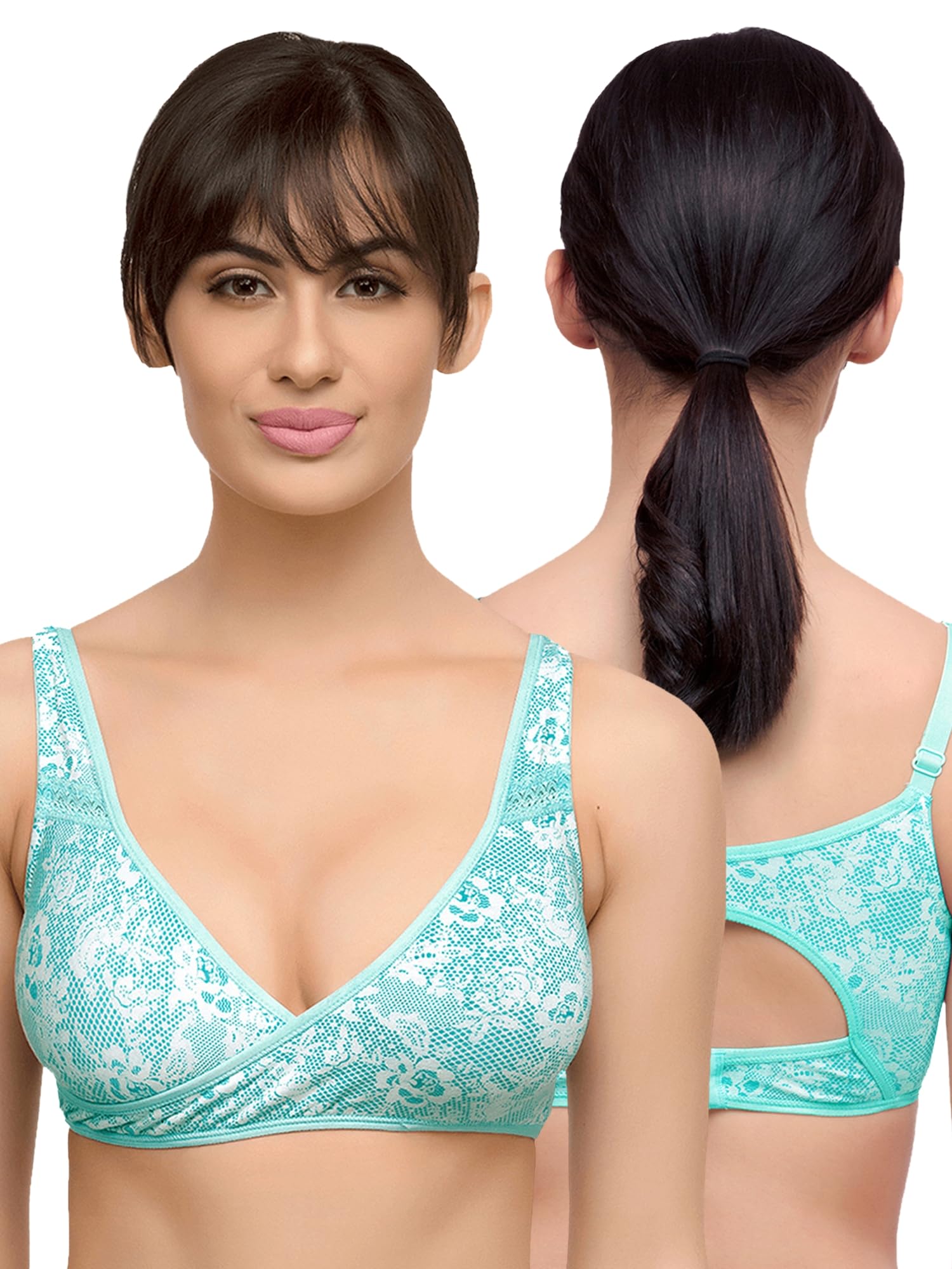 Inner Sense Organic Cotton Bamboo Nursing Bra for Women I Overlap Feeding Bra with High Coverage and Wire-Free Design I Sleep Maternity Wear Without Padding-image-4