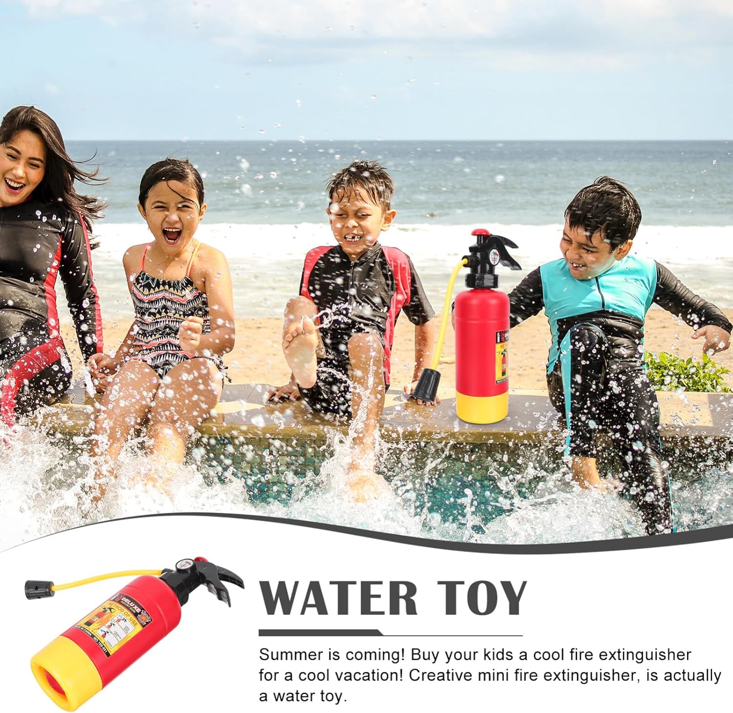 Alipis Mini Fire Extinguisher Toy for Kids Realistic Water Squirt Plaything 11.41X5.51X3.14In Summer Beach Water Fighting Outdoor Fun