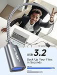 JSAUX 2Pack 10FT+10FT USB 3.0 Extension Cable, Type A Male to Female USB Extender Cord Nylon Braided Compatible with Webcam, Camera, Phone, USB hub, Mouse, Keyboard, Printer, Hard Drive, Xbox-Grey