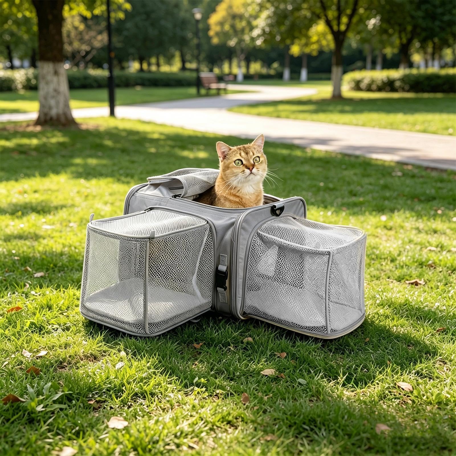 Transportín Suave Para Gatos Jaula blanda portátil aprobada por aerolíneas | Transportín para perros aprobado por aerolíneas Para Veterinario, Paseo, Aseo, Coche, Aeropuerto, Taxi, Transporte Diar