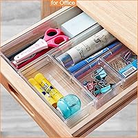 Vista 4 de DCA 28 PCS Clear Plastic Drawer Organizers Set, 4-Size Versatile Bathroom and Vanity Drawer Organizer Trays, Storage Bins for Makeup, Bedroom