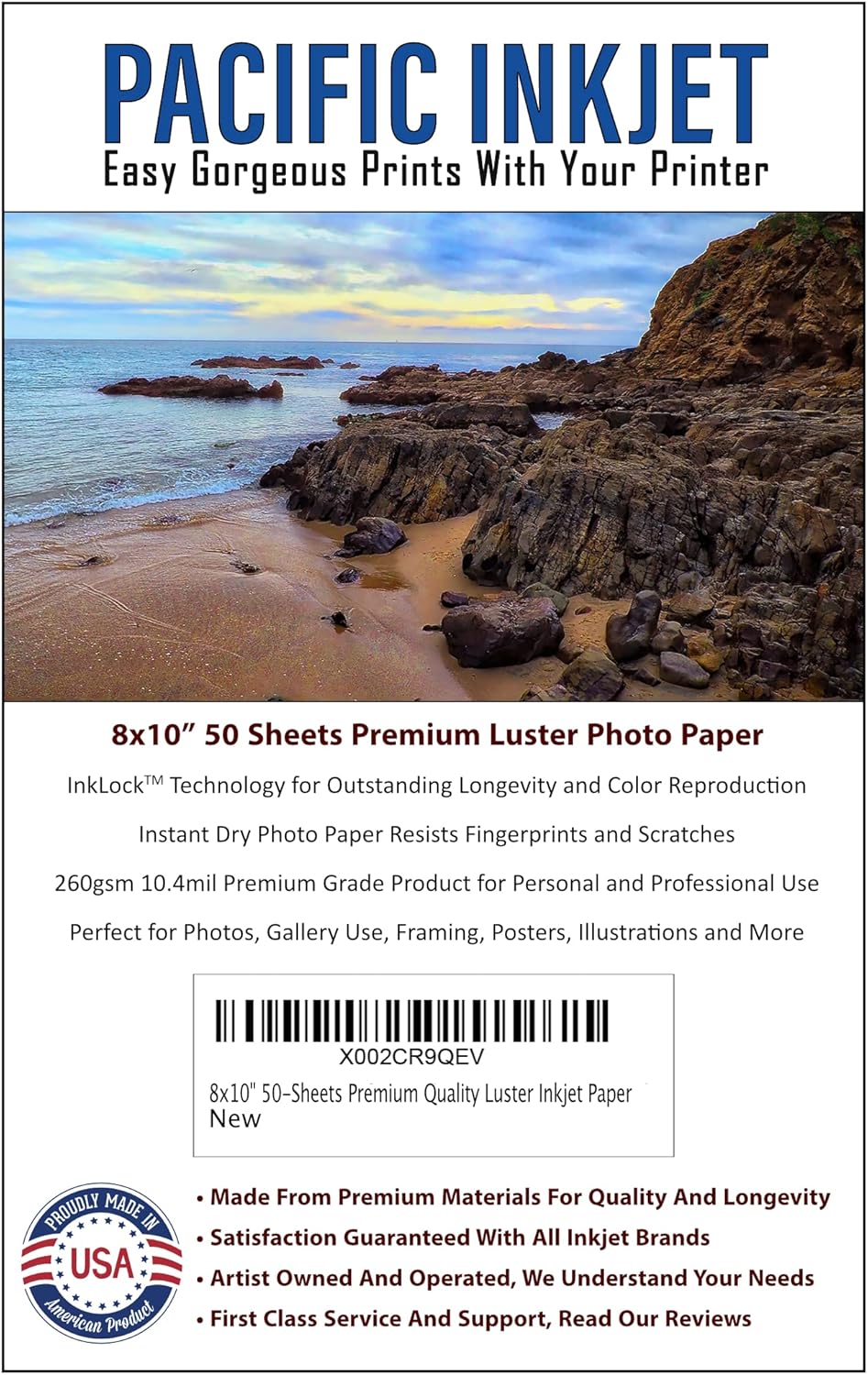 8x10 50 Sheets Professional Quality Luster Inkjet Photo Printing Paper 10.4mil 260gsm For Photo Prints That Last Generations (8-x-10-inch)
