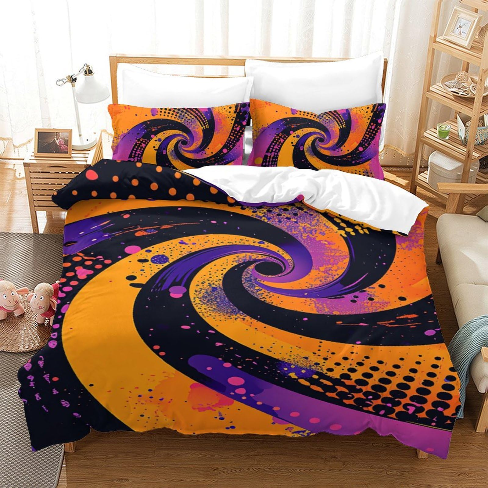 Parure de lit 140x200 Vertige 3D housse de couette microfibre enfant ado avec fermeture éclair