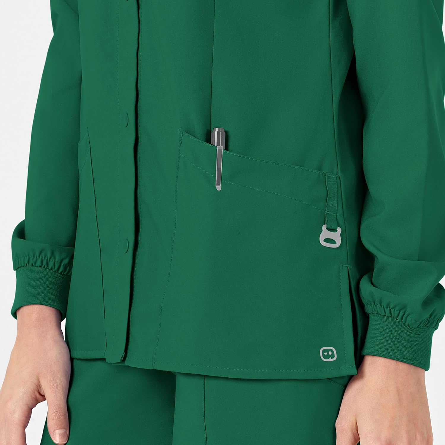 WINK W123 Women's Crew Neck Warm Up Jacket, Hunter, S