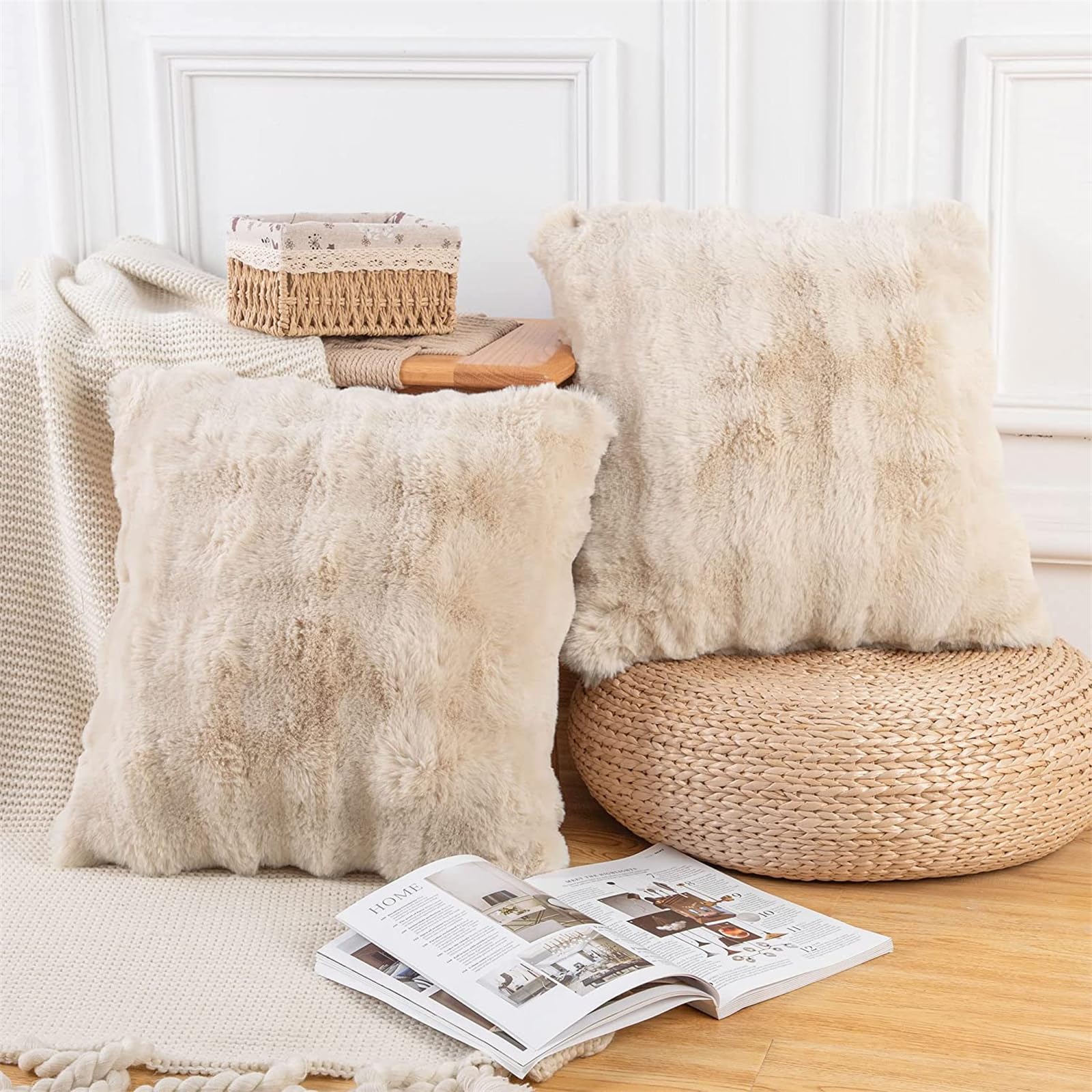 Produktbild von Kuh Muster Wurfkissenbezug Gemütliche Fleece Kissenbezug Dekorative Sofa Couch Kissenbezug Home Decoration Für Couch Bett Sofa Bauernhaus Schwarz