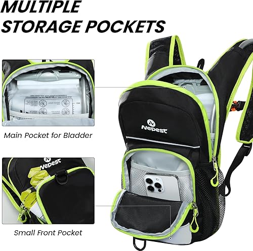Miniatura 2 de Nepest Mochila de hidratación para niños, mini mochila de agua con vejiga de agua de 1.5L para senderismo, ciclismo, correr