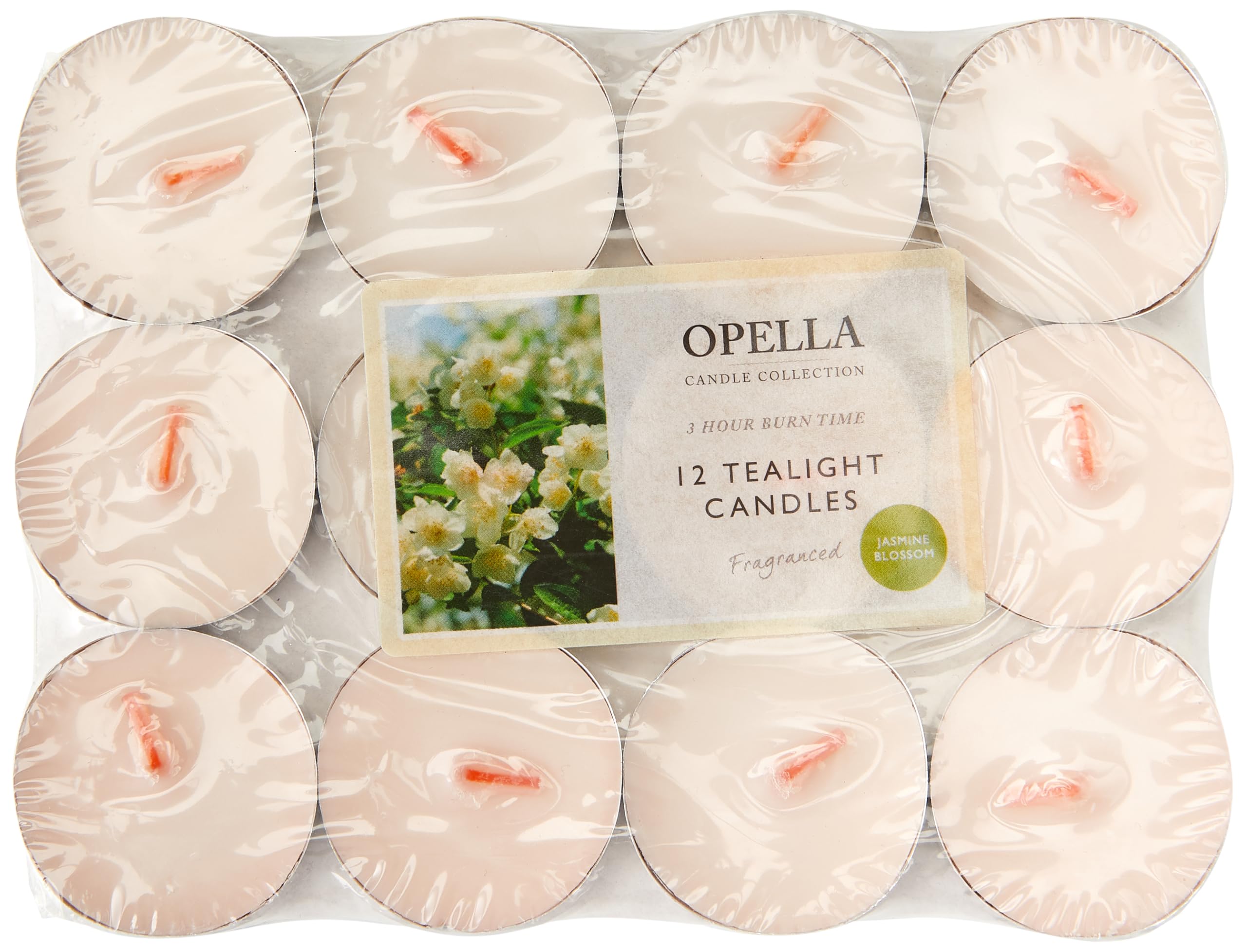 Scented Tea Lights Pack of 12 Various scents Candles tealights Fast Post (Jasmine Blossom), White
