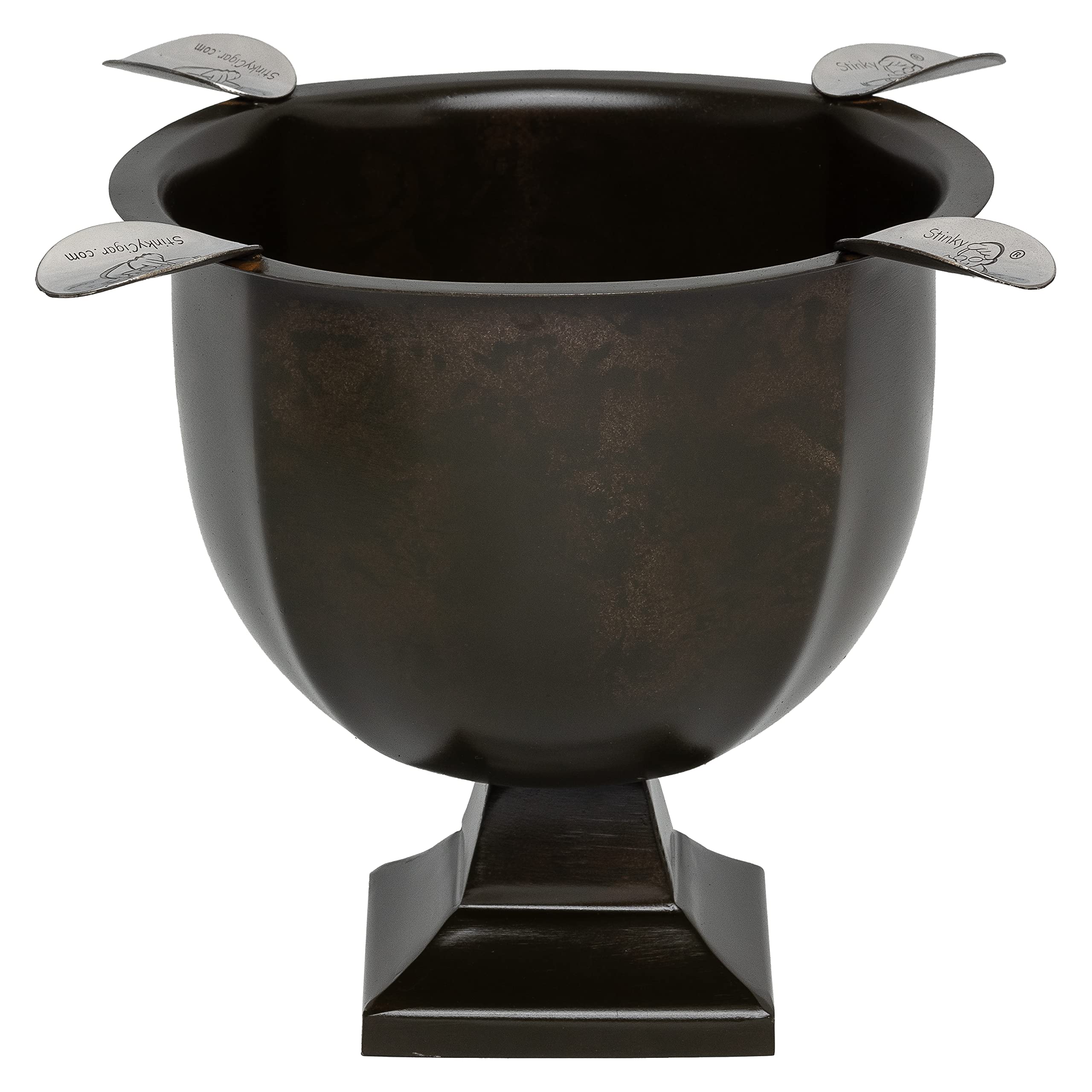 Stinky Cigar Ashtray, Tall Deep Bowl Design, 4 Stirrups, Windproof, Old Patina
