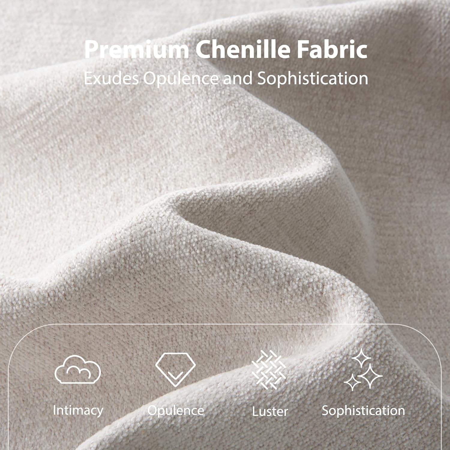 DEINPPA Queen Size Bed Frame with 4 Storage Drawers and Cloud Soft Headboard, Chenille Upholstered Grounded Wood Base Bed Frame, No Box Spring Needed-Beige