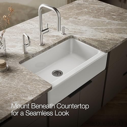 Miniatura 8 de Kohler 6546-0 Dickinson - Fregadero de cocina de granja de un solo tazón de 33" x 19-916" x 8-58"