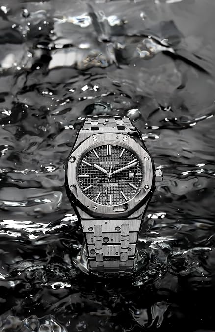 FEICE Mens Watches Mechanical Automatic Watch 5ATM Waterproof Stainless Steel Luxury Watches Casual Business Wristwatch Dress Watch for Men FM019 Black