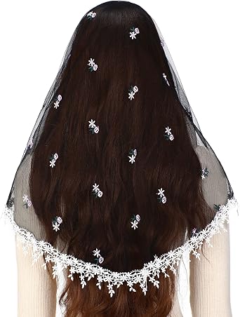 Mantveil Catholic Church Veils for Women Traditional Lace Mantilla Chapel Veil Latin Mass Head Coverings with Clip