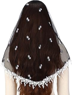 Catholic Church Veils for Women: Traditional Lace Mantilla Chapel Veil Latin Mass Head Coverings with Clip