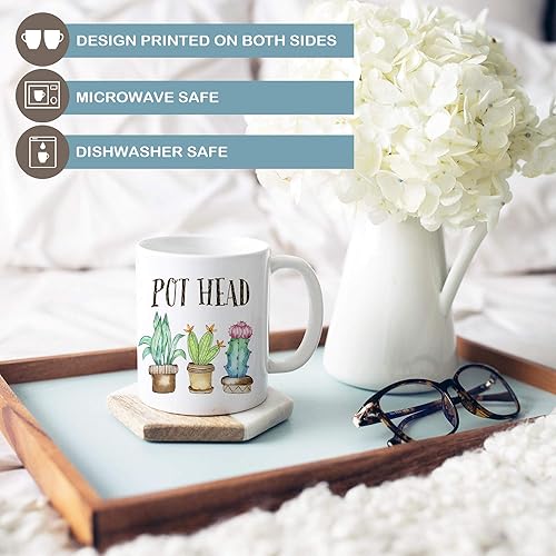 Miniatura 2 de Funny Pot Head Plants Coffee Mug | Succulent Cup | Microwave and Dishwasher Safe Ceramic