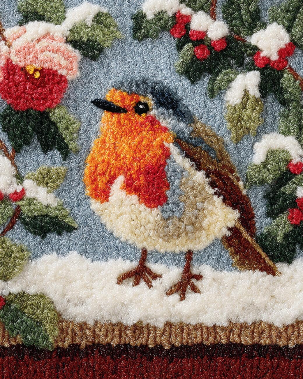 AMBATTERY Latch Hook Tapestry Kit Birds and Flowers 90x120cm