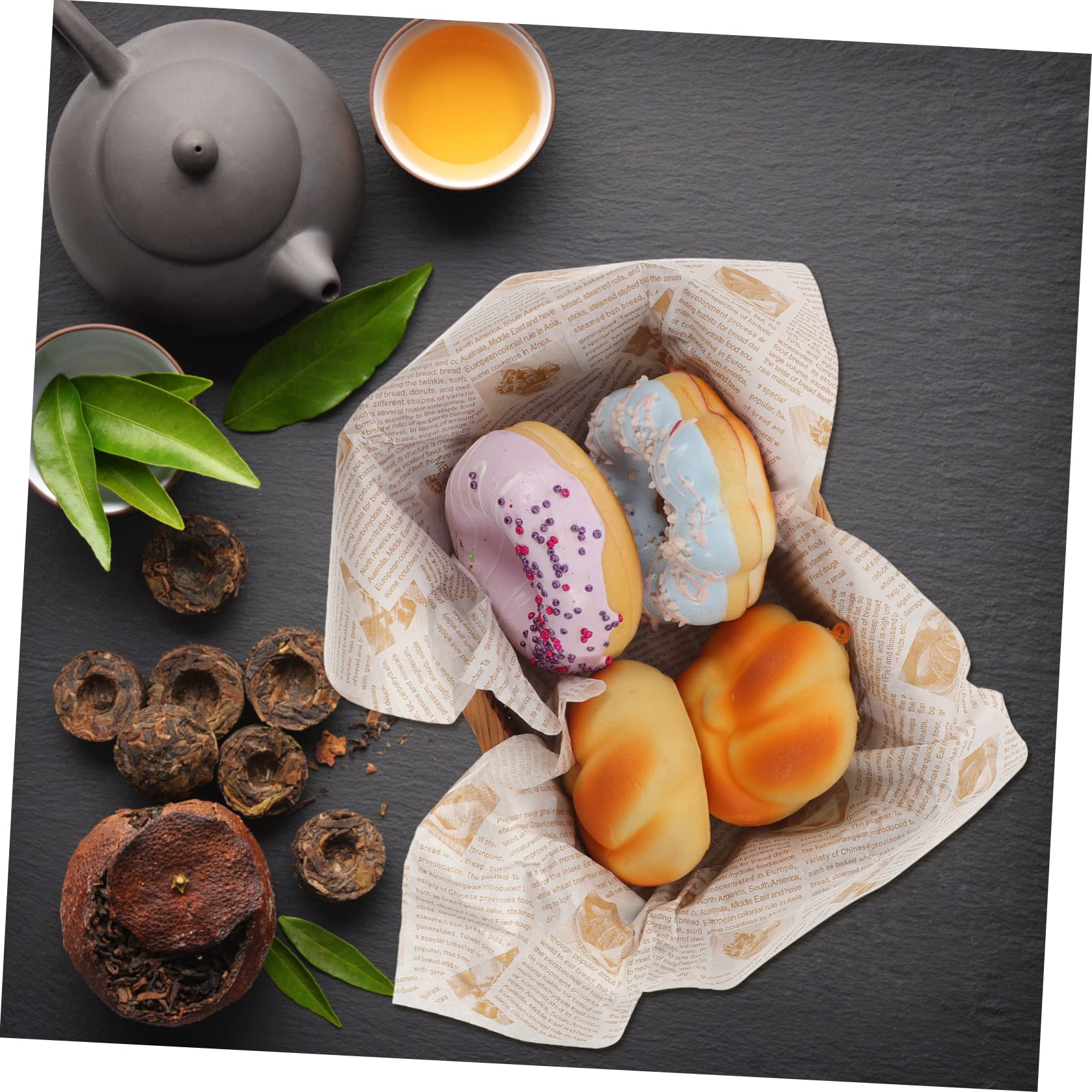 CIYODO Vintage Packaging Paper 100 Sheets of Oil-proof Baking Paper Snack Mat for Sandwiches Cheesecake Snacks