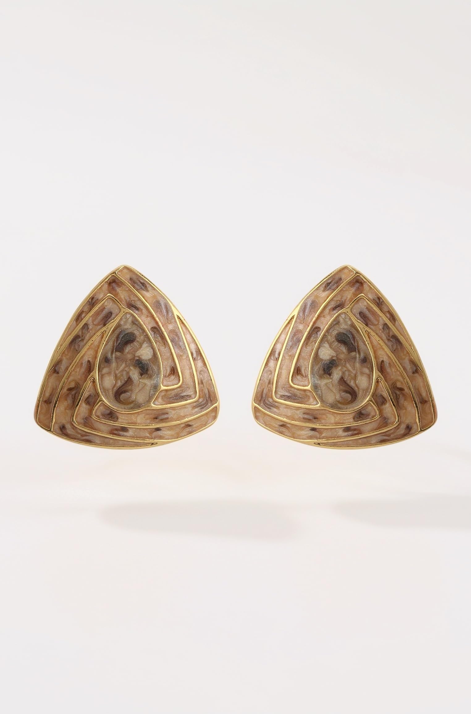 Estele 24 Kt Gold Plated Green colour triangular shaped studs for women