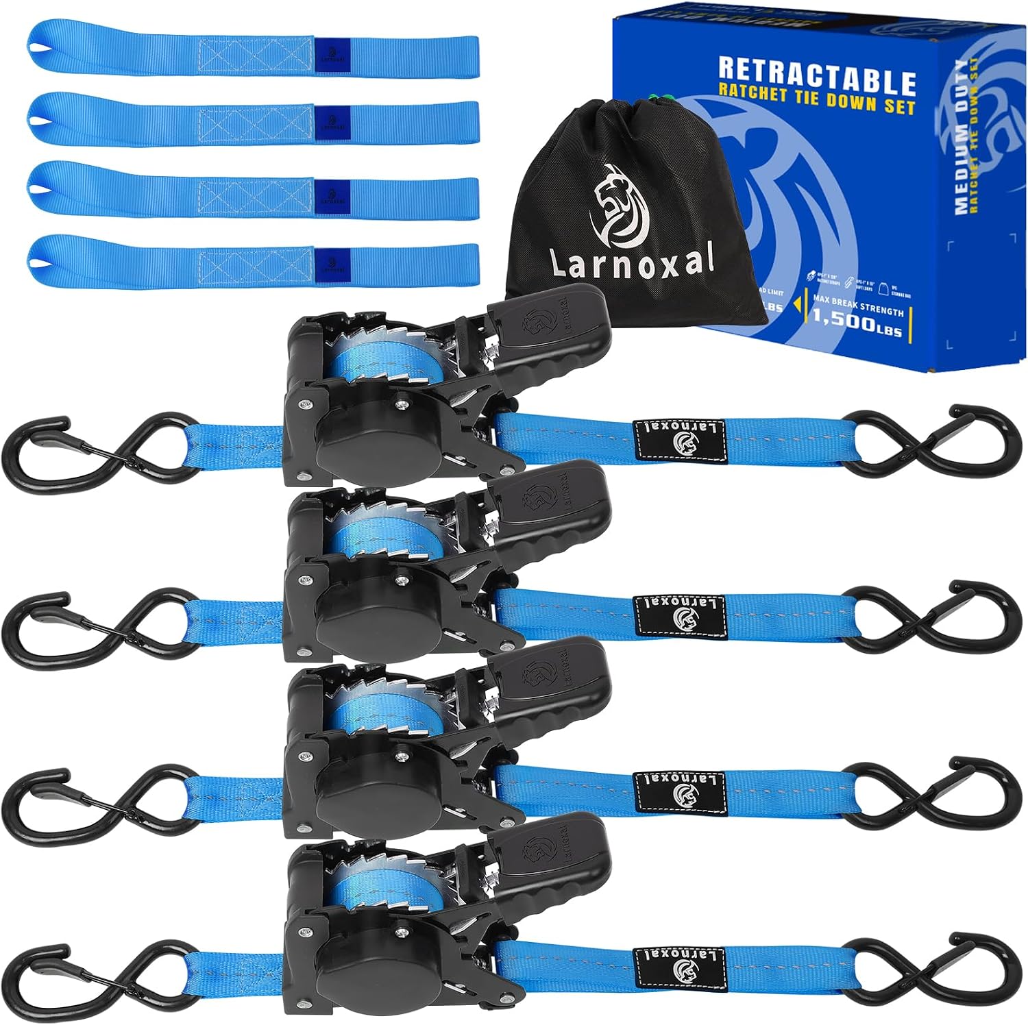 Ratchet Straps Tie Downs (4 Pack) 15FT Ratchetwith S Hooks