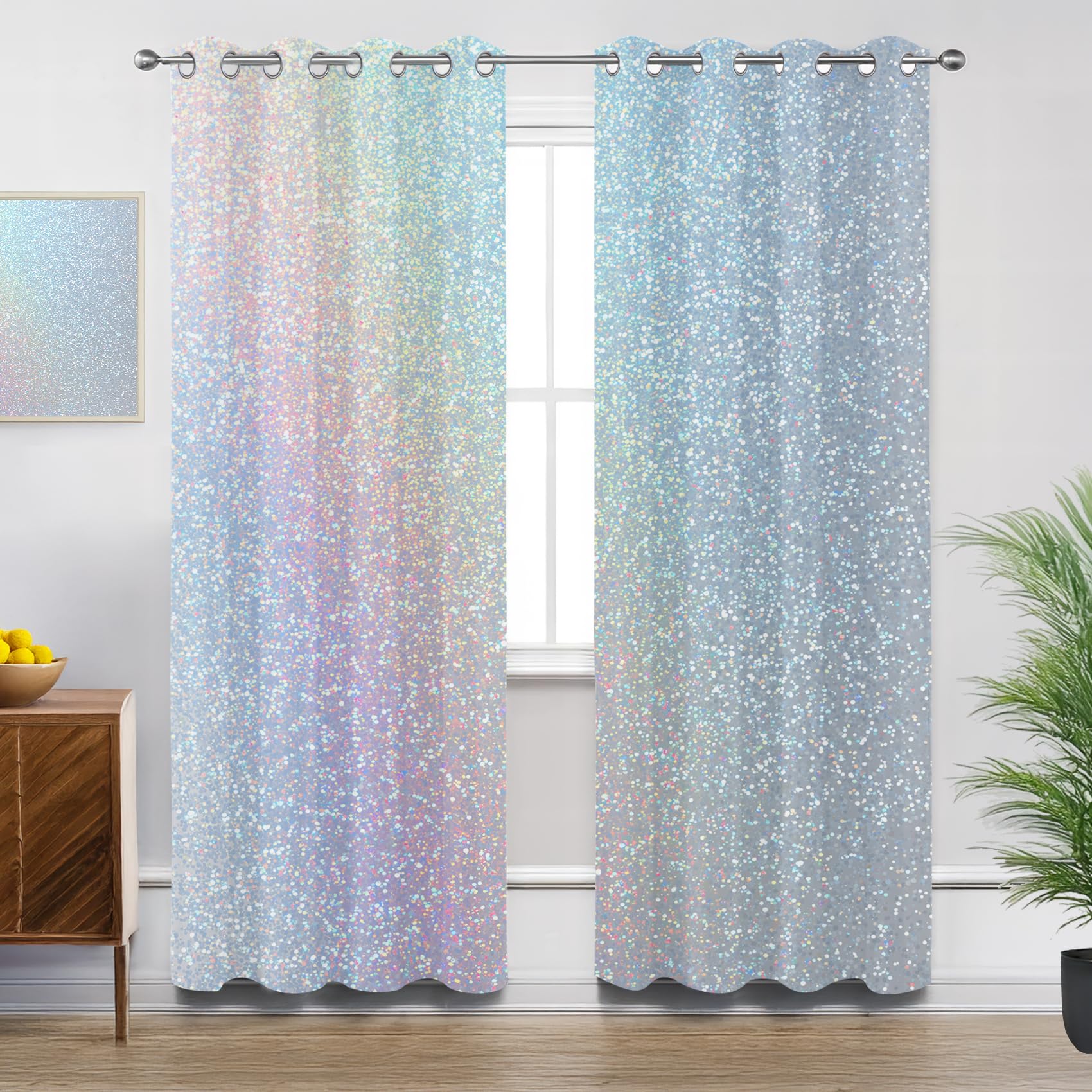Mistela Rainbow Curtains for Living Room, Pastel Rainbow Blackout Curtains Thermal Insulated Extra Long Bedroom Curtain Eyelet, W90 X D108, 2 Panels Drapes Home Decorations