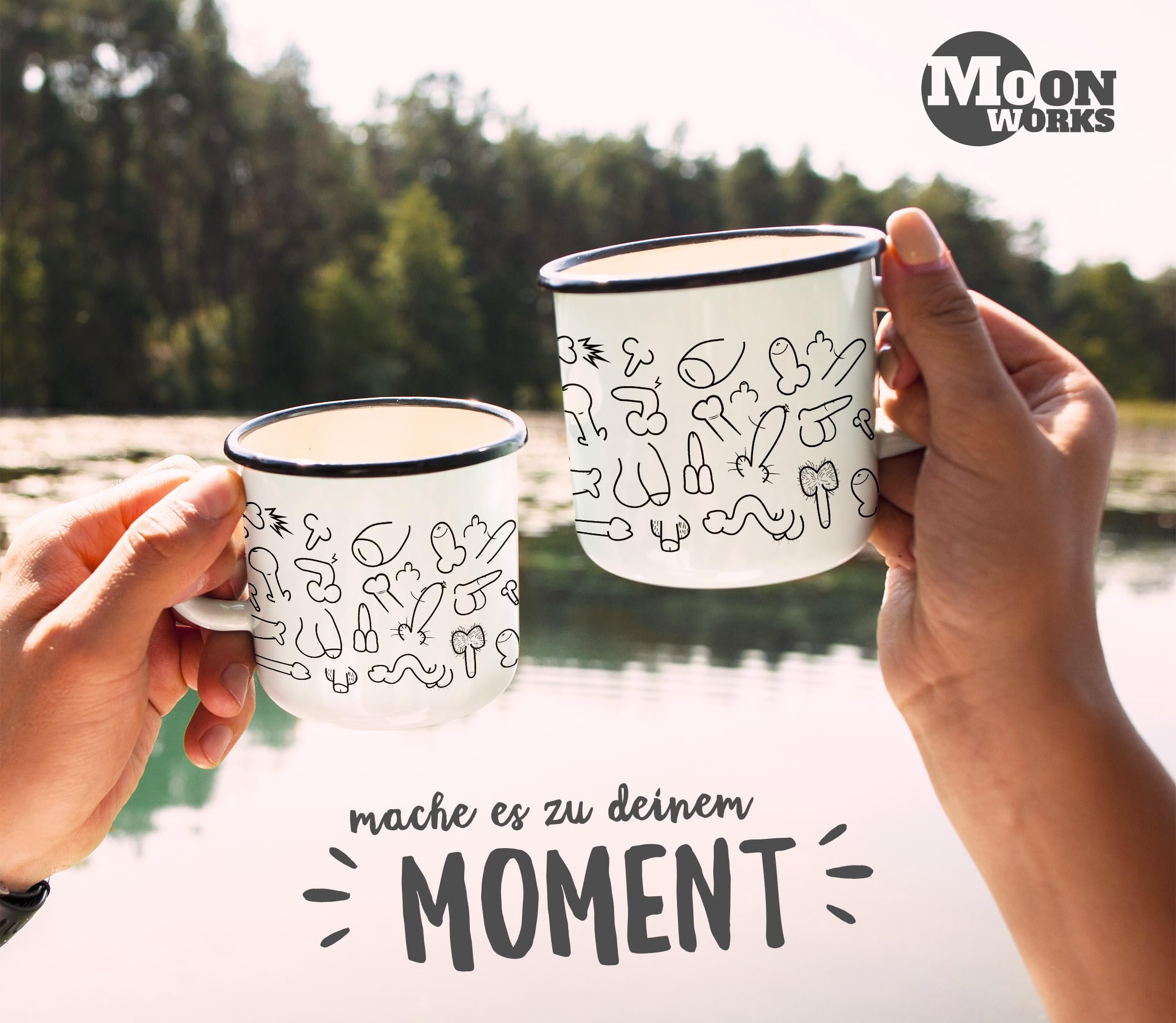 Moonworks - Taza Esmaltada, Diseño Con Texto En Alemán