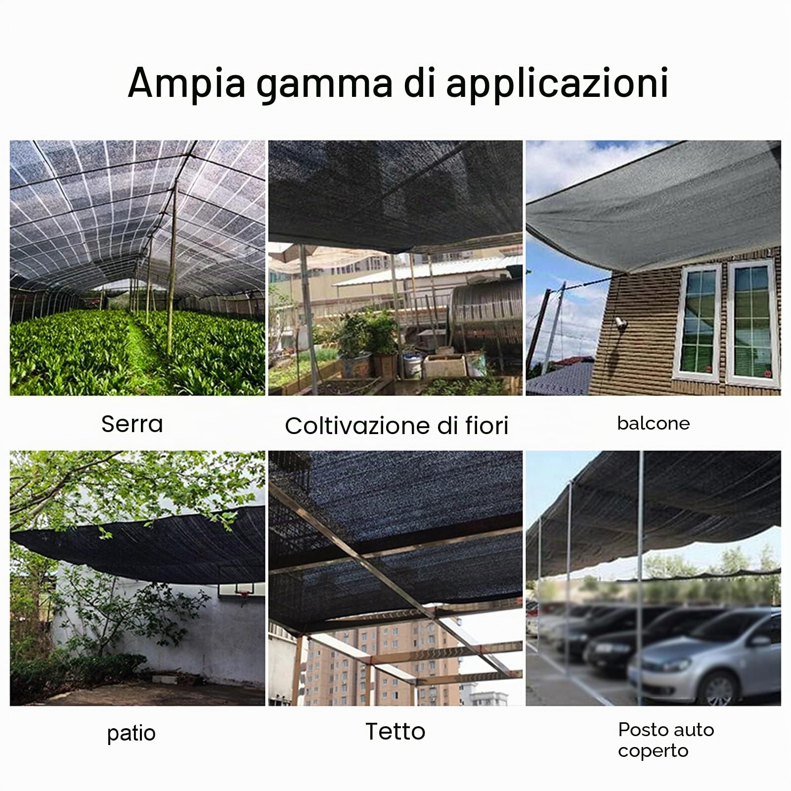 Rete Ombreggiante Nero per Protezione Solare,Rete Telo Ombra Traspirante Anti-età,Tessuto Ombra con Occhielli,Tenda da Sole Privacy,per Serra/Balcone/Cortile/Tetto (6x6m/20x20ft)