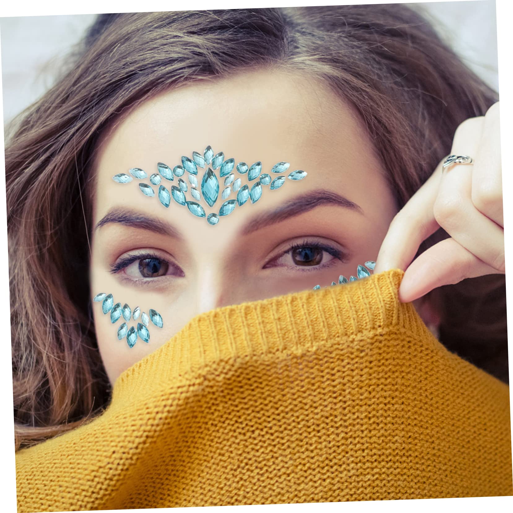 FRCOLOR 3 Set Di Adesivi Per Gemme Per Il Viso Per Donne Gioielli Con Strass Da Staccare E Attaccare 4 Pezzi * 3