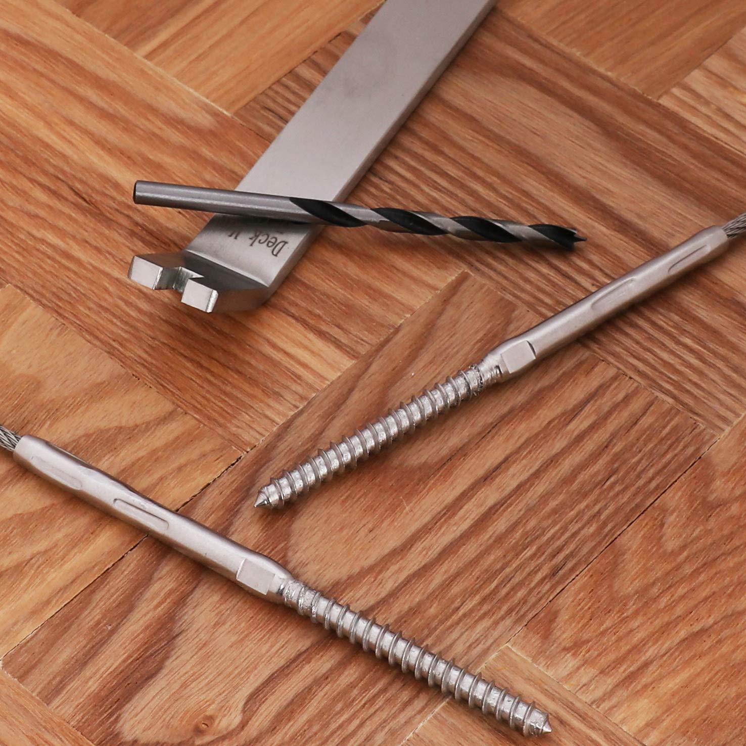 30Pairs Left&Right Handed Thread Lag Screws for 1/8" Decking Cable Railing Kit/Hardware, Non-Turnbuckle System, Silver